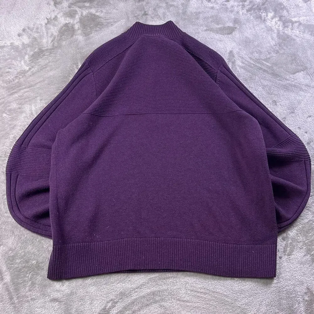 Smartwool Men’s Large Texture Half Zip Sweater Purple Merino Wool Blend Outdoor